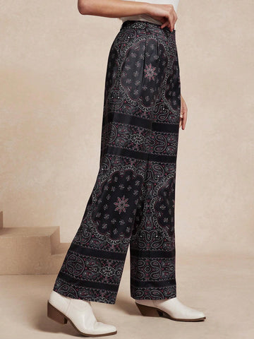 Almamuse Women Minimalist Slimming Straight Leg Printed Casual Long Pants, For Daily Wear
