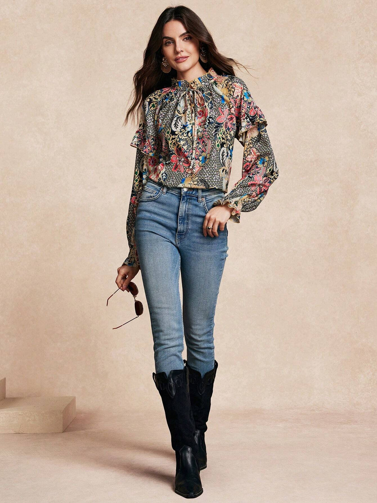 Women's Casual Printed Long Sleeve Blouse, Minimalist Stylish Shirt
