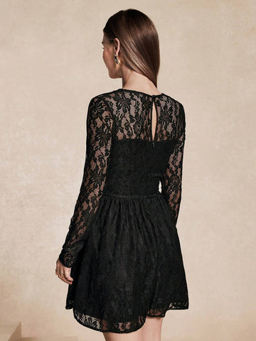 Almamuse Women's Elegant Lace Hollow Out Dress