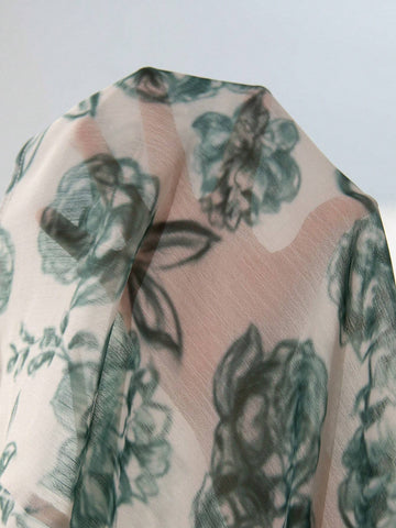 Women's Floral Print Stand Collar Long Sleeve Elegant Shirt