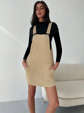 Aloruh Corduroy Suspender Mini Skirt, College Style, Versatile Casual Wear, Autumn/Winter