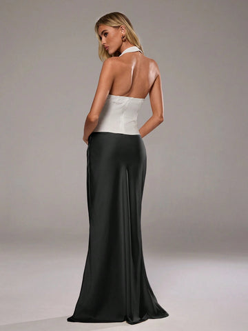 Aloruh Low Waist Satin Skirt