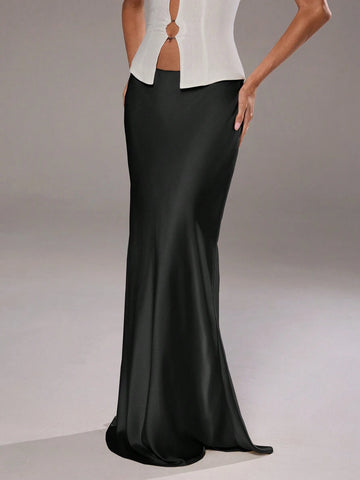 Aloruh Low Waist Satin Skirt