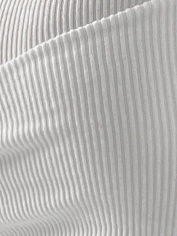 Aloruh Women's Autumn/Winter New Off-Shoulder Asymmetric Ruched Metal Button Decor Long Sleeve Bodycon Mini Dress In Solid White