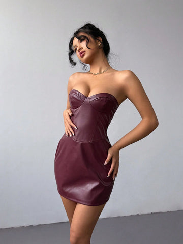 Aloruh Women's New Autumn/Winter Bodycon Tube Dress, Tight Waist Mini Dress For Date, Party And Evening Events