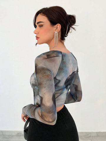 Women's Tie-Dye Asymmetrical Hem T-Shirt