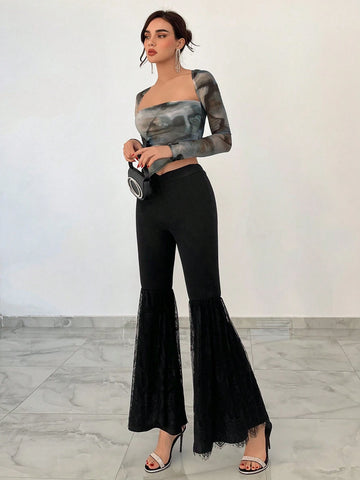 Women's Tie-Dye Asymmetrical Hem T-Shirt