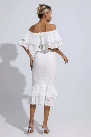 Anaya White Cutout Ruffle Set