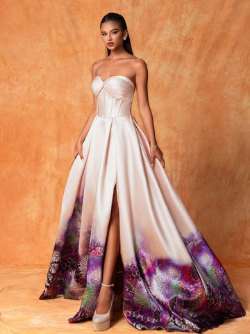 And Elegant Strapless Evening Dress For Formal Events