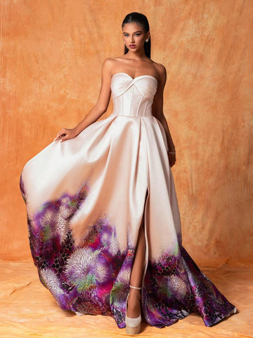 And Elegant Strapless Evening Dress For Formal Events