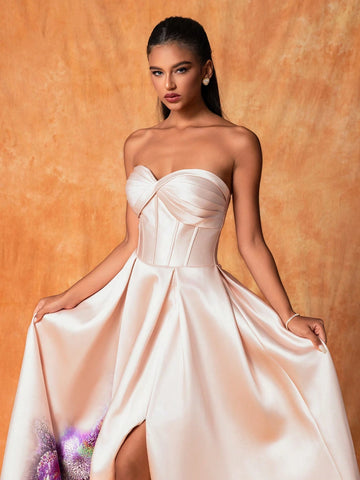 And Elegant Strapless Evening Dress For Formal Events