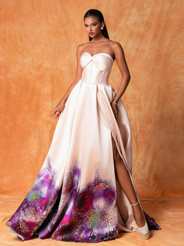 And Elegant Strapless Evening Dress For Formal Events