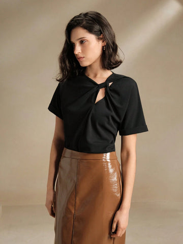 New Summer Handmade Twist Short Sleeve T-Shirt