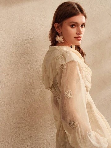 Anewsta Casual And Elegant Embroidered Women's Waist-High Skirt