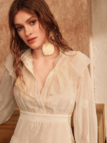 Anewsta Casual And Elegant Embroidered Women's Waist-High Skirt