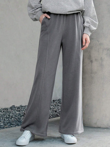 Anewsta Dark Gray Wide-leg Sweatpants