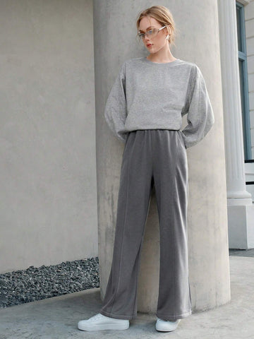 Anewsta Dark Gray Wide-leg Sweatpants