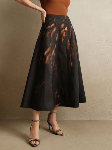 Anewsta Early Spring New Printed High Waist Flared Hem Bodycon Ladies Skirt