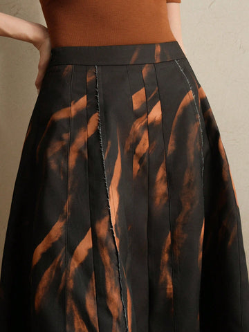 Anewsta Early Spring New Printed High Waist Flared Hem Bodycon Ladies Skirt