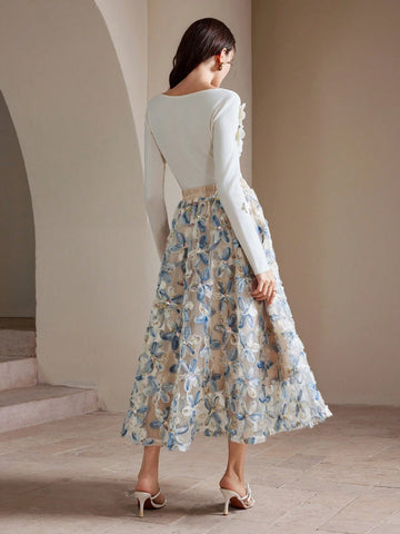 Anewsta Embroidered A-Line Tulle Cocktail Party Dress For Women