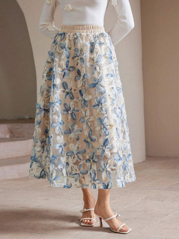 Anewsta Embroidered A-Line Tulle Cocktail Party Dress For Women