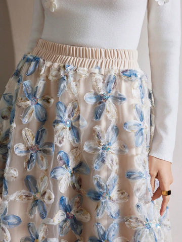 Anewsta Embroidered A-Line Tulle Cocktail Party Dress For Women