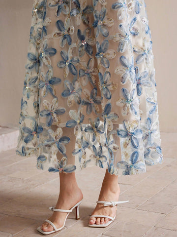Anewsta Embroidered A-Line Tulle Cocktail Party Dress For Women
