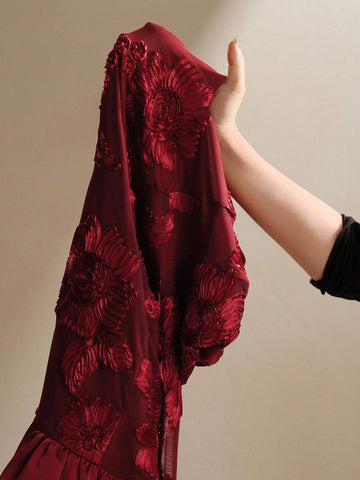 Anewsta Embroidered Floral Bodycon Dress For Women