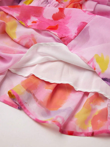 Anewsta Floral Printed Pleated A-Line Midi Skirt For Casual/Vacation