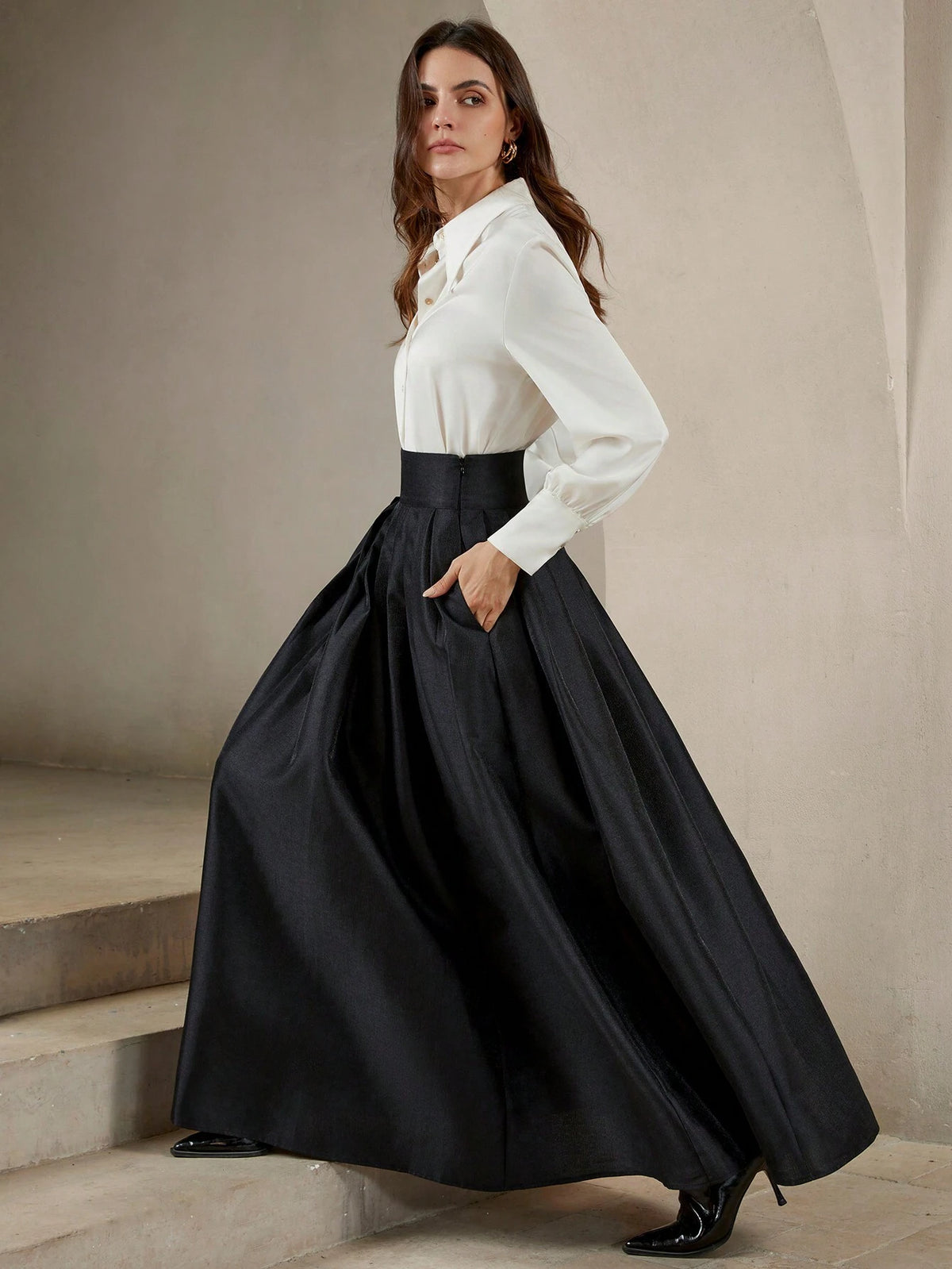Anewsta High-Waisted Elegant Puff Skirt, Royal Style