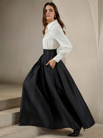 Anewsta High-Waisted Elegant Puff Skirt, Royal Style