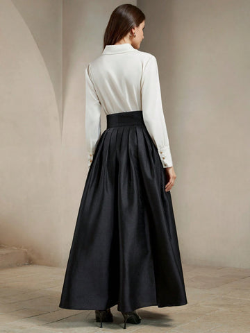 Anewsta High-Waisted Elegant Puff Skirt, Royal Style
