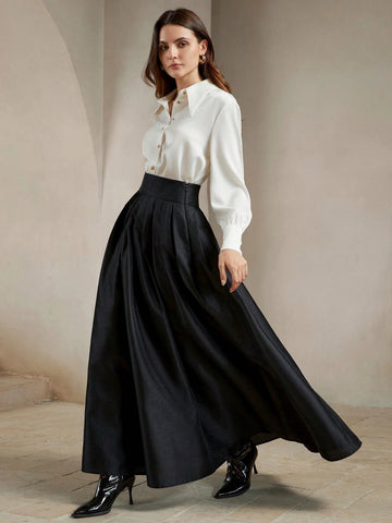 Anewsta High-Waisted Elegant Puff Skirt, Royal Style