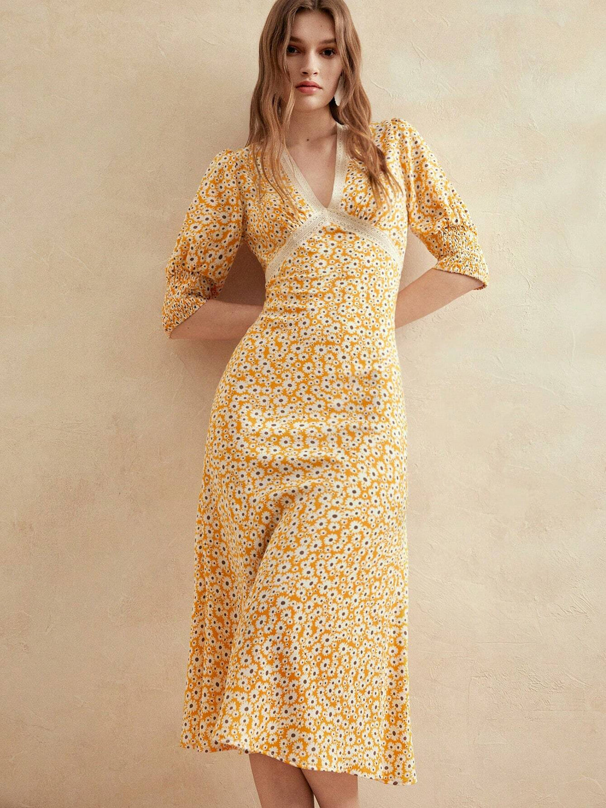 Anewsta Lace Floral Tea Party Maxi Dress For Women, Vacation Style