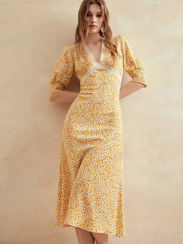 Anewsta Lace Floral Tea Party Maxi Dress For Women, Vacation Style