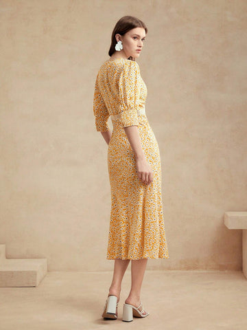 Anewsta Lace Floral Tea Party Maxi Dress For Women, Vacation Style