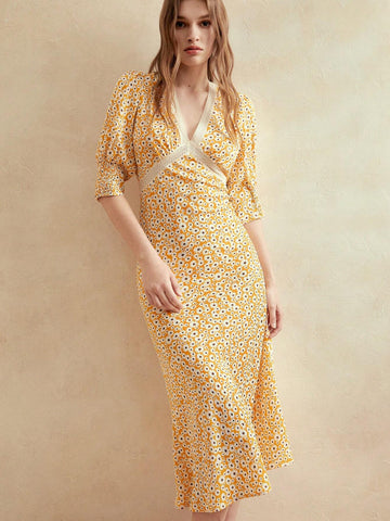 Anewsta Lace Floral Tea Party Maxi Dress For Women, Vacation Style