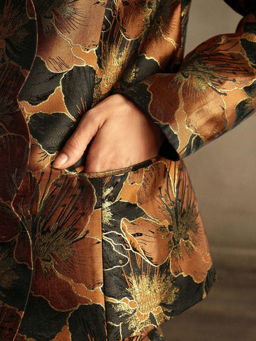 Anewsta Premium Embroidered Printed Jacket And Fish Tail Skirt 2-Piece Suit Set For Women