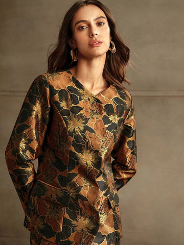 Anewsta Premium Embroidered Printed Jacket And Fish Tail Skirt 2-Piece Suit Set For Women