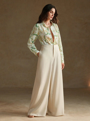 Anewsta Romantic Holiday Hollow Out Printed Loose Embroidered Women's Shirt