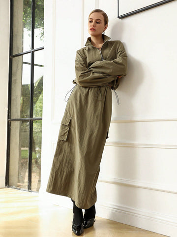 Anewsta Solid Color Casual Workwear 2pcs/Set