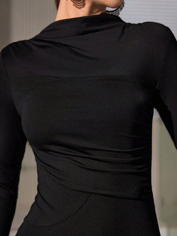 Anewsta Solid Color Wrap Romper