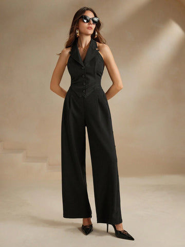 Anewsta Urban Style Vertical Button Front Zipper Slim Casual Pants