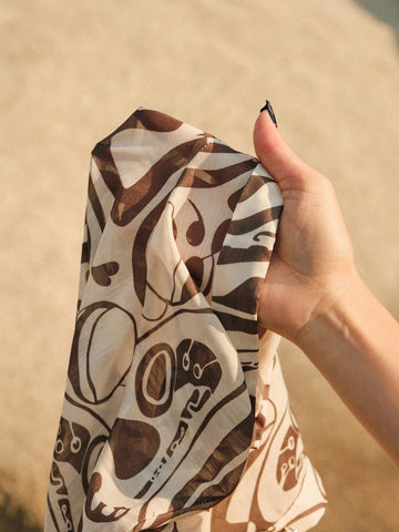 Anewsta Women Elegant Floral Print Short Sleeve Semi-Sheer Linen Collar Blouse