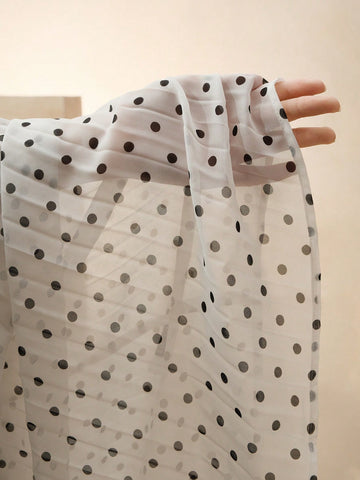 Women Elegant Polka Dot Print Pleated Tied Blouse, Long Sleeve Tops, Versatile Work & Casual Outfits, Spring