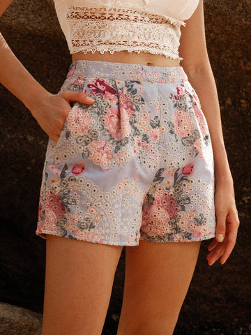 Anewsta Women Fashionable Elegant Sweet Printed Shorts For Everyday Casual Wear