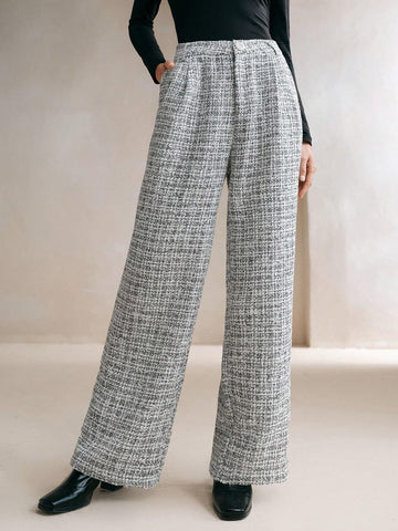 Anewsta Women High Waist Loose Straight Leg Long Pants Success