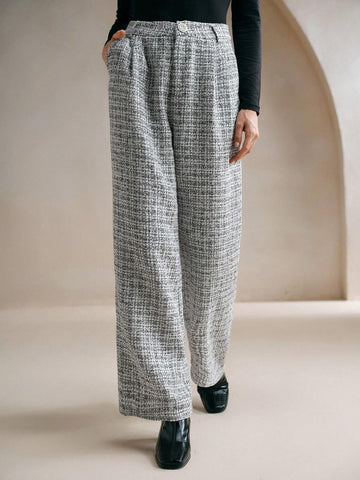 Anewsta Women High Waist Loose Straight Leg Long Pants Success