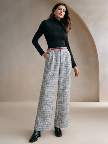 Anewsta Women High Waist Loose Straight Leg Long Pants Success