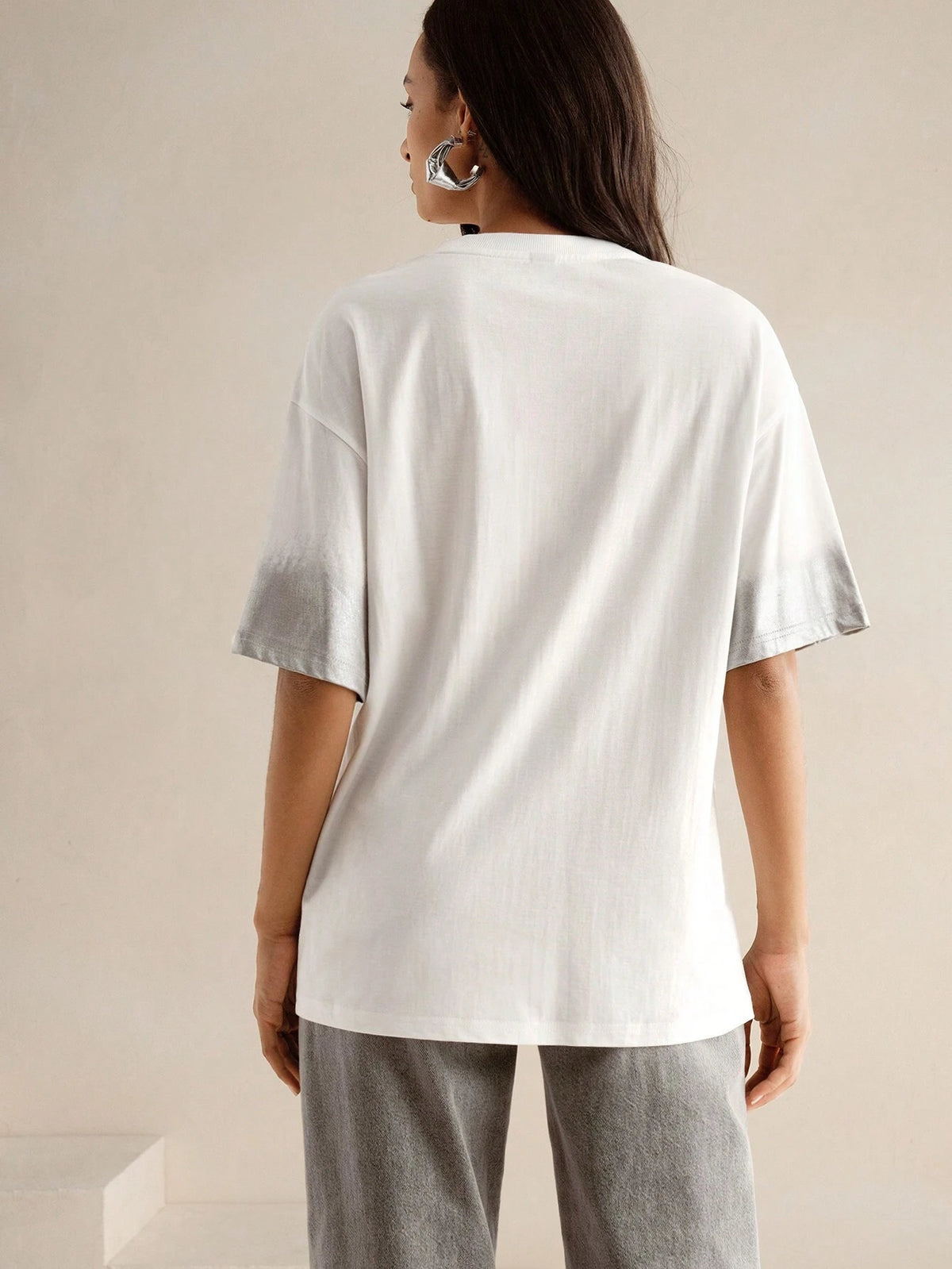 Women Tie-Dye Tie Dye Color Short Sleeve Loose Trend Rhinestone T-Shirt